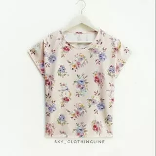 Classy top in watercolor roses - soft peach (premium)