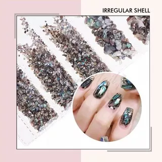 Irregular shell mix size sea shell kulit kerang nail art batu keping chips nails
