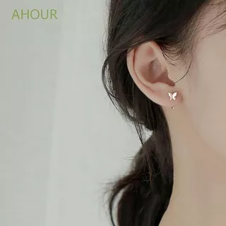 AHOUR Trendy Korean Style Earrings Cute Fashion Jewelry Women Stud Earrings Butterfly Star Elegant Ear Accessories Alloy Simple Hoop Earrings