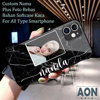 [Custom Case Nama & Foto] Bahan Softcase Glass Kaca For All Type Oppo/Vivo/Realme/Xiaomi/Infinix/Samsung/Iphone