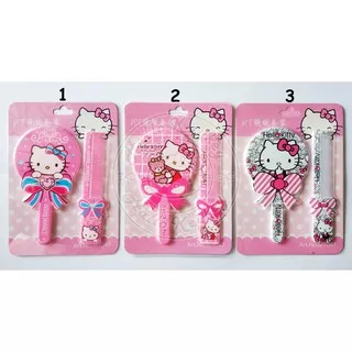 cermin gagang dan sisir hello kitty pita