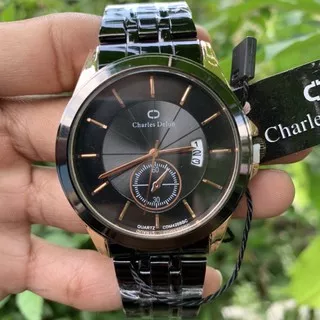 JAM TANGAN PRIA CHARLES DELON DENGAN TANGGAL ANTI AIR ORIGINAL WATER RESIST COWOK KADO RANTAI BOX