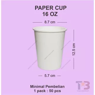 Paper Cup Polos 16oz Putih / Paper Cup Hot / Sablon / Cetak / Gelas kertas / Gelas Kopi Kertas  / Sablon / Printing