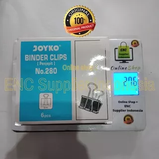 6 buah JOYKO binder klip no.280 clips penjepit kertas clip no. 280 besar per pak - enc.sup