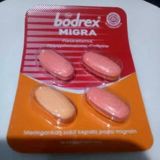 Obat Bodrex Migra isi 4 kaplet lapis 2 paracetamol Caffeine Meredakan Sakit Kepala Pada Migrain