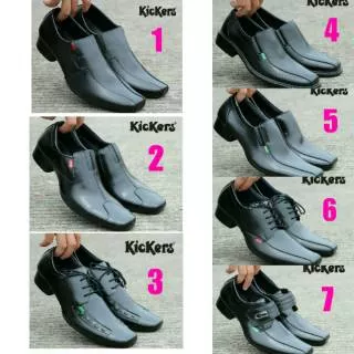 Sepatu Pantofel Pria Kickers Steven Casual Formal Non Tali Bahan Kulit Swedian Full Black Size 39-43