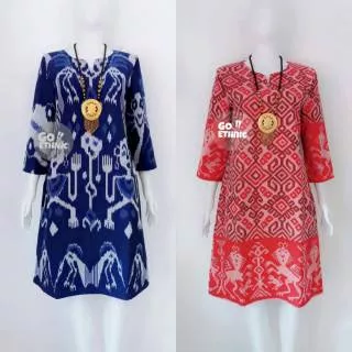 Dress Tenun Ikat Ethnic Tradisional Toraja Asmat Midi Mini Long batik Pekalongan murah A line
