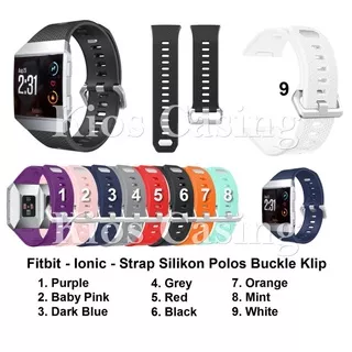 Fitbit Ionic - Silicone Strap Buckle Tali Jam Polos Silikon Band Smart - Ukuran S, Baby Pink