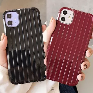 FOR OPPO A3S, F9 - LUGGAGE KOPER SUITCASE BLACK MAROON SOFTCASE CASING