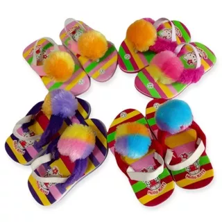 Sandal Bayi Pompom Pelangi sandal anak murah sandal bayi sandal spon sandal tali bayi