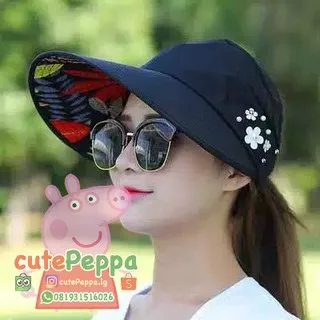 Topi pantai wanita anak anti uv topi matahari lebar import topi golf murah