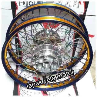 Velg vixion new ring tdr two tone biru gold uk 140x17 stel jari jari kepang