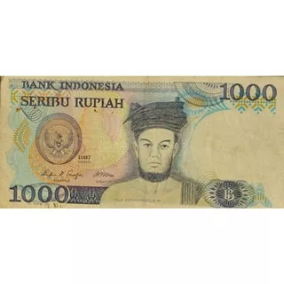 Uang Kuno Indonesia 1000 Sisingamangraja 1987 Kondisi Kertas VF Dijamin Uang 100% Original
