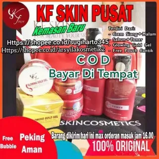 COD bisa HEMAT PAKET GLOWING 1(Paket Basic+Glowing Gold Gel) LC BEAUTY CREAM KF SKIN CARE KFSKIN