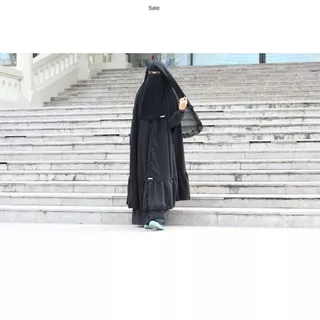 Dasmont Fashion Khimar Kriwil Jumbo Jilbab Besar Bahan Jetblack Kerudung Syar`i Lengan Bolong 1
