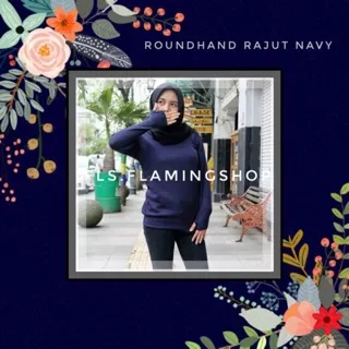 Roundhand Sweater Navy/Rajut mix/Baju Rajut/Knit Sweater/Round Hand Murah