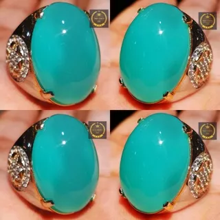 Batu Akik Bacan Bluish Green Chrysocolla Good Colour Tembus Kristal High Quality