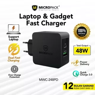 Micropack Wall Charger - USB A + USB C PD Max Output 48W (MWC-248PD)