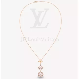 2022 New Ready Stock Color Blossom Lariat Necklace, Pink Gold, White Mother-of-pearl and Diamond