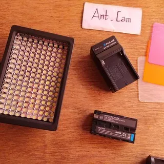 paket lampu LED hd 160 video shoting lighting + baterai npf550 + cas beauty vloger YouTube content (