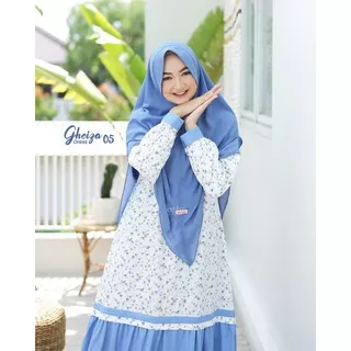 Gamis Katun Jepang Muslimah Wanita Busui Simple Elegan Gheiza Dress 05 Sky Blue By Attin