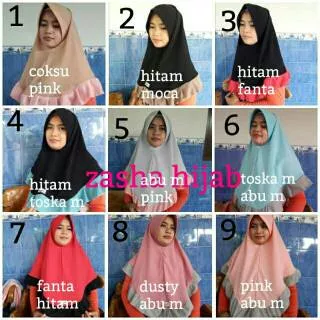 Jilbab khimar pet rempel 2 warna