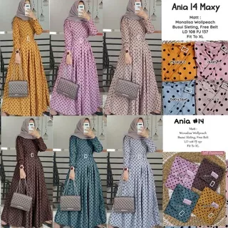 Gamis Sabuk Ania 14 Maxy Wanita Katun Monalisa Busui Onde Polkadot Polka Muslim Muslimah Syari