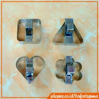 4pcs Cetakan Donat Set Bunga Love Kotak Segitiga