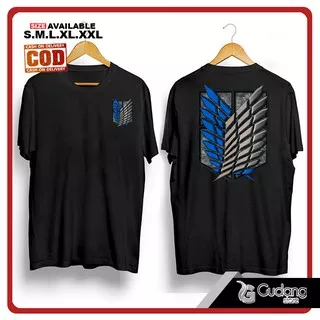 KAOS PRIA WANITA BAJU ANIME ATTACK ON TITAN LOGO SAYAP 3D