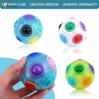 Magic rainbow puzzle football fidget cube Squeeze Rainbow Ball Magic Cube Fidget Stress Relief Funny Toys Practical Joke Toy Puzzle Magic Rainbow Ball Puzzle Fun Fidget for Kids Magic Rainbow Ball Cube 3D Puzzle Toys Educational Fidget Balls for Intellige