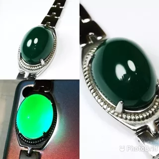 Gelang Natural Batu Akik Bacan Doko Jumbo Tembus Senter Kristal