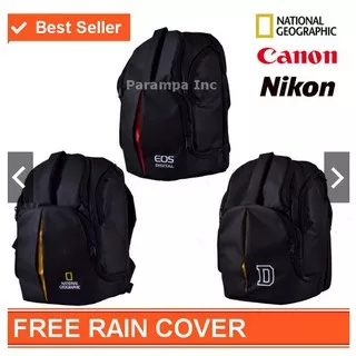 Tas Kamera Backpack Ransel Canon Nikon Sony Natgeo Gratis Raincover kode W