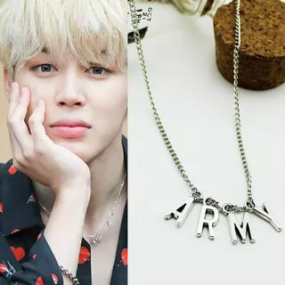 Kalung Rantai dengan Liontin ARMY Desain KPOP BTS Jimin Bangtan Boys KOOK JIMIN V SUGA untuk Pria