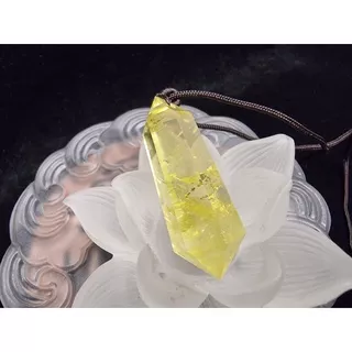 Kalung Batu Liontin Point Citrine Lemon Quartz Pandant 40mm G233