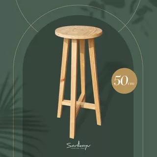 Bar Stool / Kursi Bar / Kursi Bakso / Kursi Kafe Kayu Jati Belanda. Uk. 50 cm