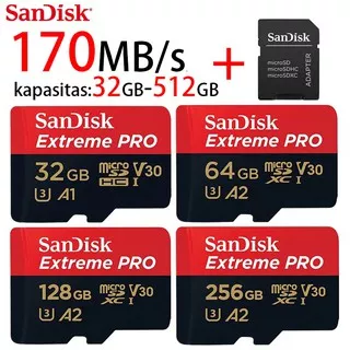 Micro SD Card SanDisk Extreme PRO 32/64GB/128GB/256GB memory card Class 10 U3 170MB/s SDXC 4K Uhd