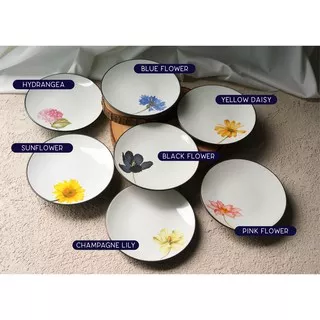 Flowery Dessert Plate | Piring Keramik Motif Cantik | Elegant Dessert Plate