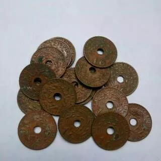 Uang Kuno koin jaman belanda 1 sen bolong kondisi spt foto