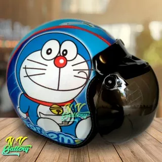 Helm Anak Bogo Retro Printing Kids Zaman NoW usia 2-6 Tahun Karakter Doraemon