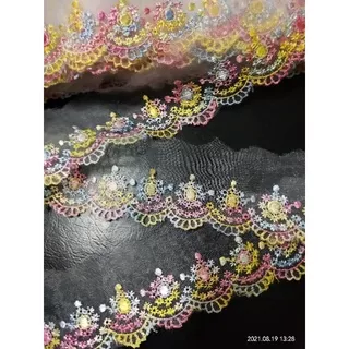 Renda bordir nylon renda kaca renda kain renda kebaya renda baju renda accesoris renda pinggir renda milo