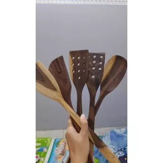 1 set dapat 4 item set alat masak kayu sutil sodet kayu solet kayu spatula kayu sonokeling sono