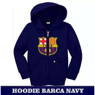 JAKET SWEATER ZIPPER HOODIE CLUB BOLA FUTSAL BARCELONA NAVY HIKING OUTDOOR TERBARU NEW ORIGINAL PRIA