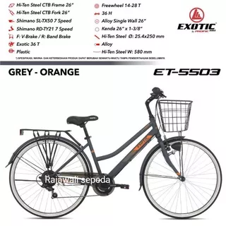 sepeda city bike 26 exotic et-5503 gigi 1x7 sp boncengan