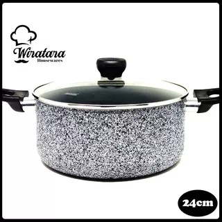 Maxim Panci Keramik + Tutup Kaca Anti Lengket 24cm | Dutch Oven Tahan Panas | Casserole Ceramic