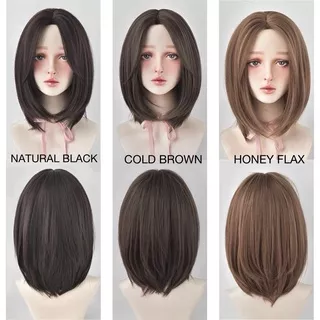 119 full wig korean straight tanpa poni short 39 cm