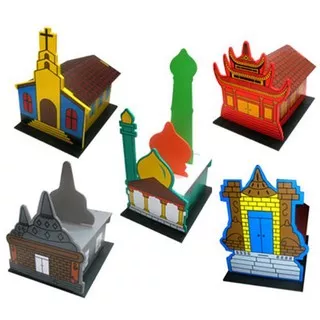 Maket Rumah Ibadah 3D Masjid Gereja Pura Wihara Klenteng Alat Peraga Edukasi TK PAUD Montessori Toys