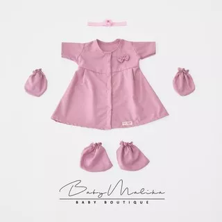 Unik Baju Bayi Perempuan Baby Malika Dress Bayi Newborn Aysa Dusty Pink TYB - 3-5kg Berkualitas