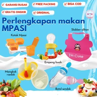 Peralatan perlengkapan set alat tempat makan mpasi bayi mangkok suction menempel botol sendok makan bayi dot empeng buah bayi tempat makan mpasi bayi feedingset silikon