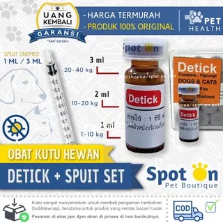 Obat Detick + Spuit Set Original | Obat Kutu Detick 1ml 2ml 3ml | Anti Kutu Kucing & Anjing 10kg 20kg 40kg