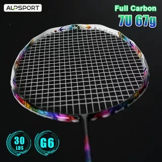 ALP XC-MH 7U 67g Twist Wave Shape Badminton Racket With 100% Full Carbon Fiber Super Light Strung Reket Racquet With High Speed Offensive Defensive Professional Sports Equipment Raket Bulutangkis For Training